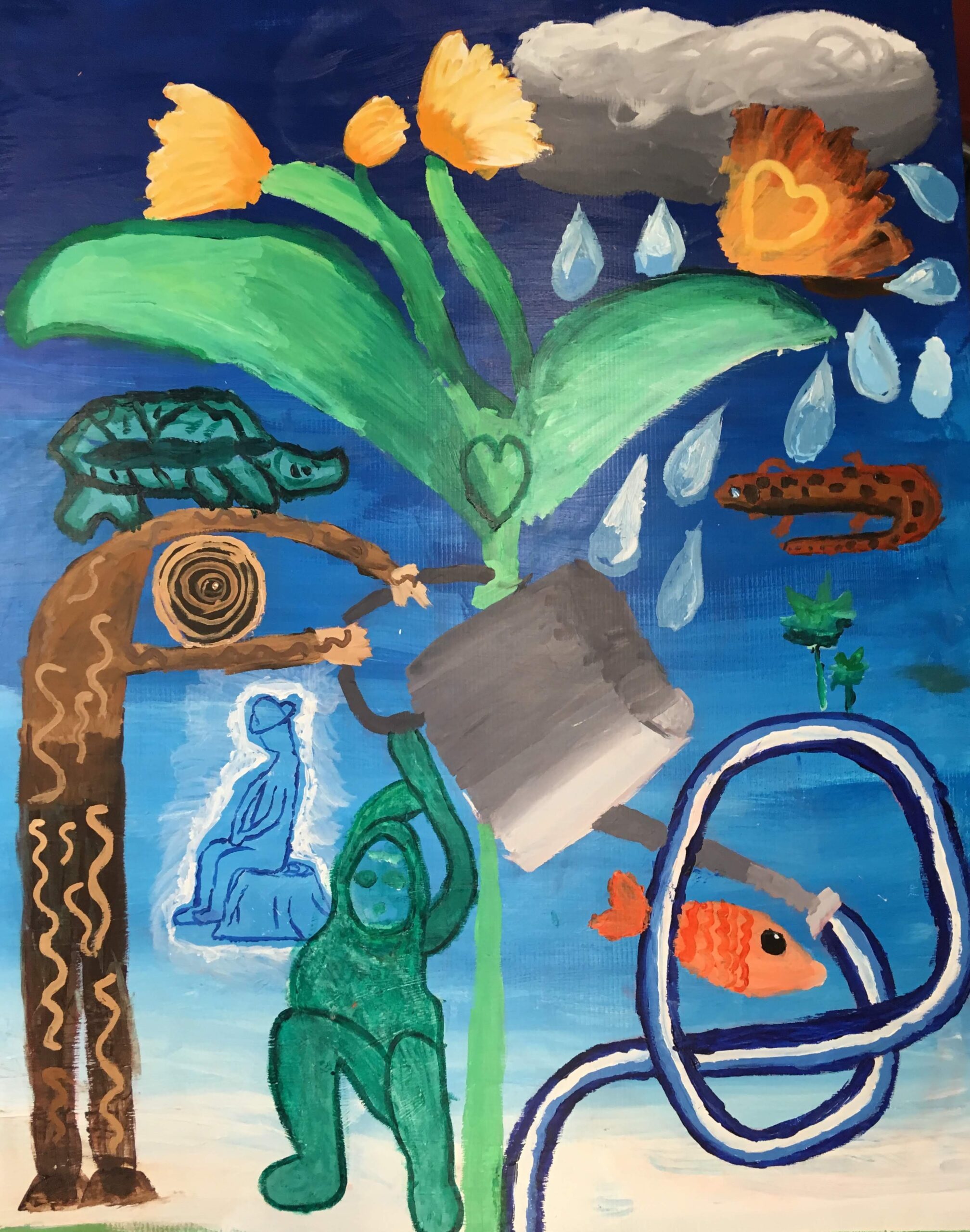 Environment mural made with grade six students and VIBE Arts